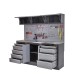 Werkbank set met metaal omkleed blad, werkplaatskast, gereedschapsbord, 3 x hangkast en 9 laden - 204 x 46 x 94,6 cm