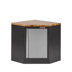 Hoekstuk garageserie met hardhouten werkblad en gereedschapsbord